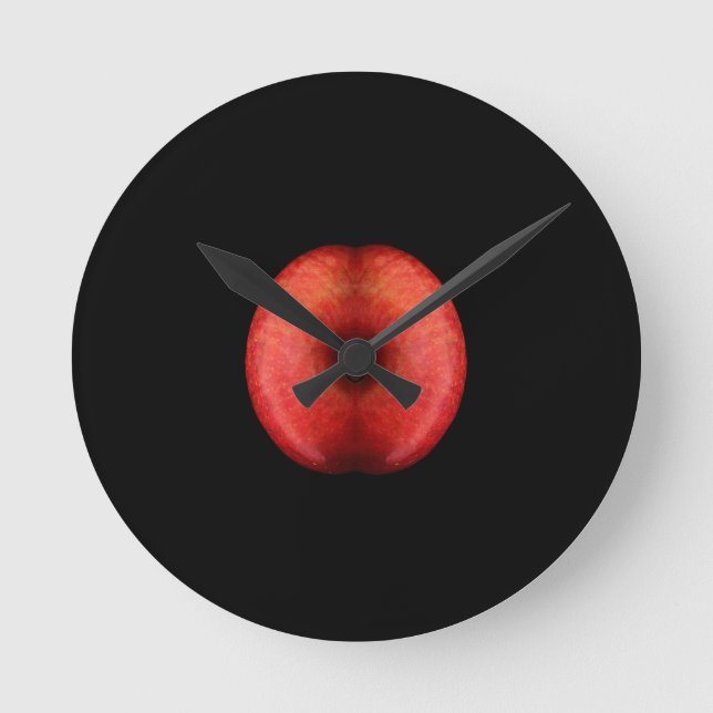 Two Half of Red Apple Fine Art Photograph Round Clock (Front)