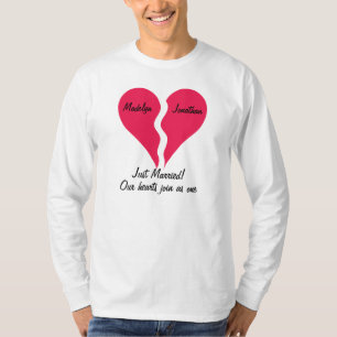 Two Halves Hearts Join as One Just Married T-Shirt