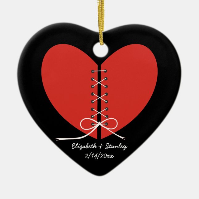Two halves of a heart tied with a ribbon ornament (Front)