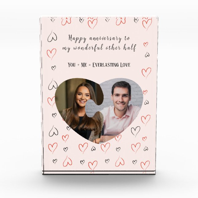 Two Halves of One Heart Anniversary Photo Block (Front)