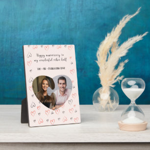 Two Halves of One Heart Anniversary Photo Plaque