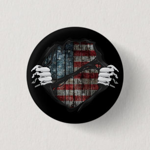 Two Hands Ripping Revealing Flag Customised 3 Cm Round Badge