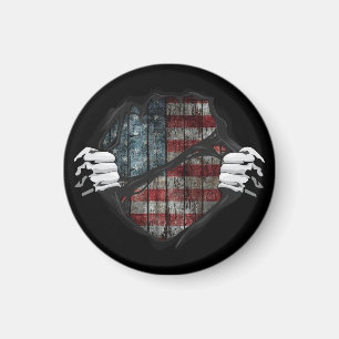 Two Hands Ripping Revealing Flag Customised Magnet