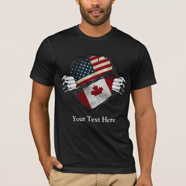 Two Hands Ripping Revealing Flag Customised T-Shirt (Front)