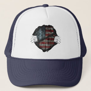 Two Hands Ripping Revealing Flag Customised Trucker Hat