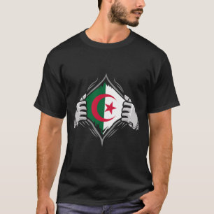 Two Hands Ripping Revealing Flag of Algeria T-Shirt