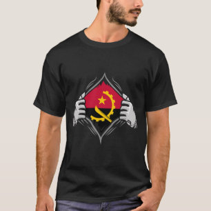 Two Hands Ripping Revealing Flag of Angola T-Shirt