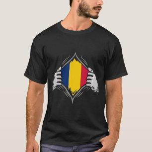 Two Hands Ripping Revealing Flag of Chad T-Shirt
