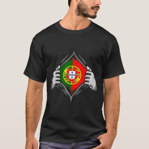 Two Hands Ripping Revealing Flag of Portugal T-Shirt