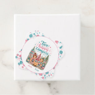Two Happy Campers Twin Girls Birthday Thank You Favour Tags