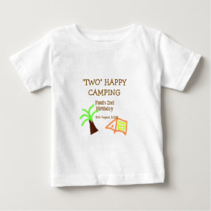 Two happy camping 2nd birthday tree camp kids baby T-Shirt
