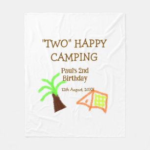 Two happy camping 2nd birthday tree camp kids fleece blanket