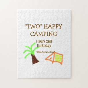 Two happy camping 2nd birthday tree camp kids jigsaw puzzle