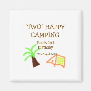 Two happy camping 2nd birthday tree camp kids magnet