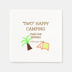 Two happy camping 2nd birthday tree camp kids napkin