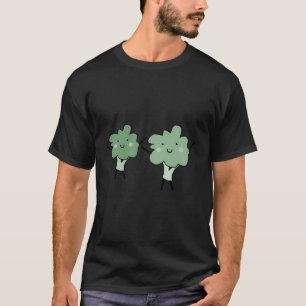 Two Happy Dancing Broccolis Green Drawing Food Veg T-Shirt