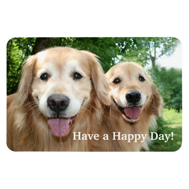 Two Happy Golden Retriever Dogs Outside Magnet (Horizontal)