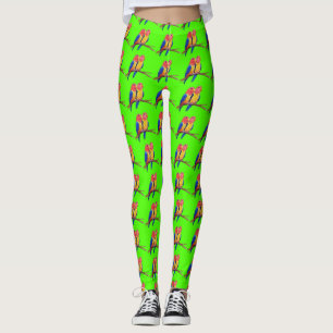 Two Happy Parrots on a Perch Dance Leggings
