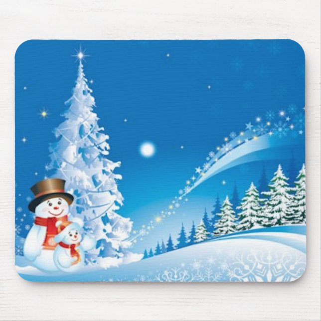 Two Happy Snowmen Mouse Mat (Front)