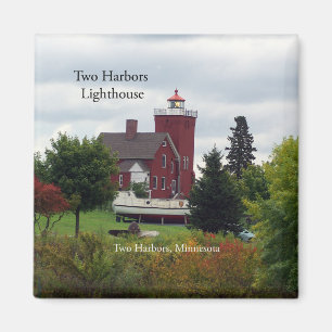 Two Harbors Lighthouse & Boat magnet