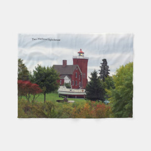 Two Harbour Lighthouse & Boat fleece blanket