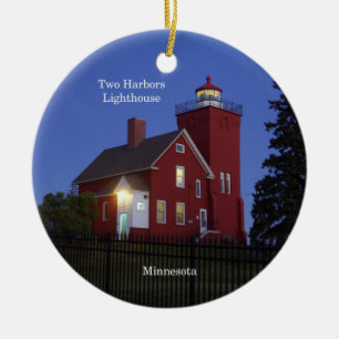 Two Harbours Lighthouse at dusk ornament