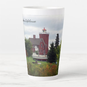 Two Harbours Lighthouse & boat latte mug