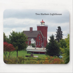Two Harbours Lighthouse & Boat mousepad