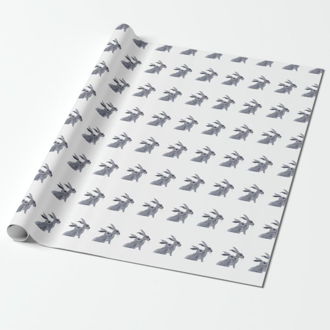 TWO HARES WRAPPING PAPER (Unrolled)