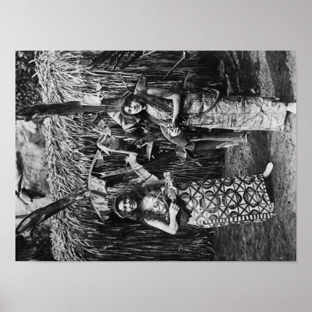 Two Hawaiian Women with Ukalalees Photograph Poster (Front)