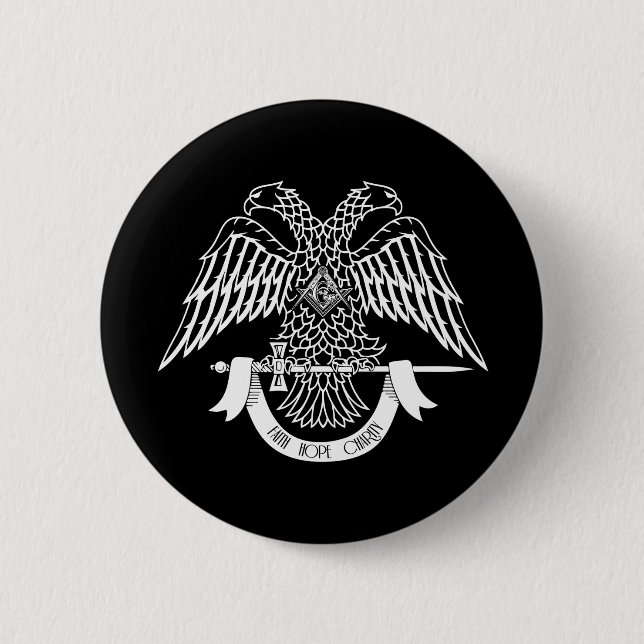 Two-headed eagle as Masonic symbol 6 Cm Round Badge (Front)