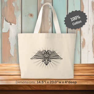 Two headed eagle large tote bag