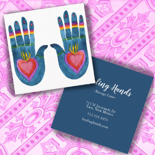 Two healing hands business card square