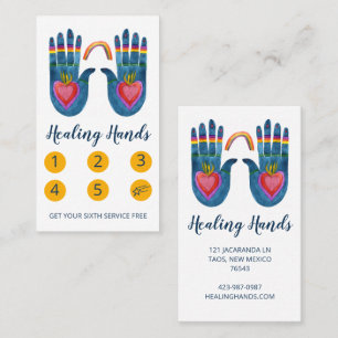 Two Healing Hands Rainbow Watercolor 5 Loyalty Card