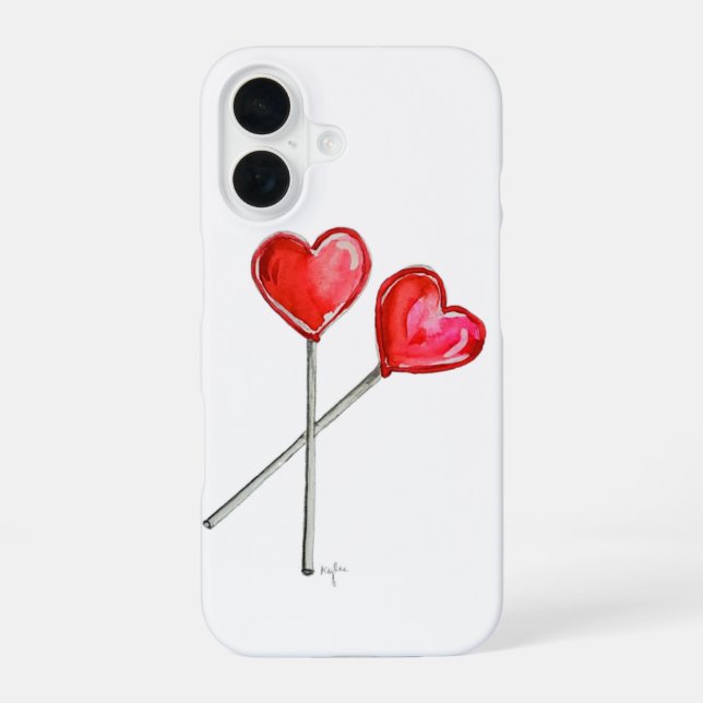Two Heart Lollies iPhone 16 Case (Back)
