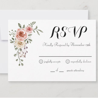 Two Heart One Love Rustic Arbor Roses Reply Card