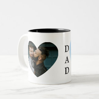 Two heart photo dad mugs