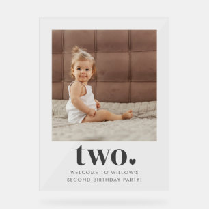 Two Heart Square Photo 2nd Birthday Welcome Sign