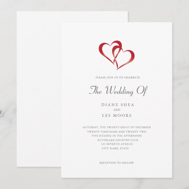 Two Heart Wedding Invitation (Front/Back)