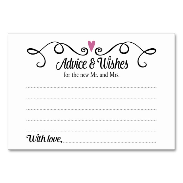 Two Hearts Advice and Wishes Wedding Card (Front)