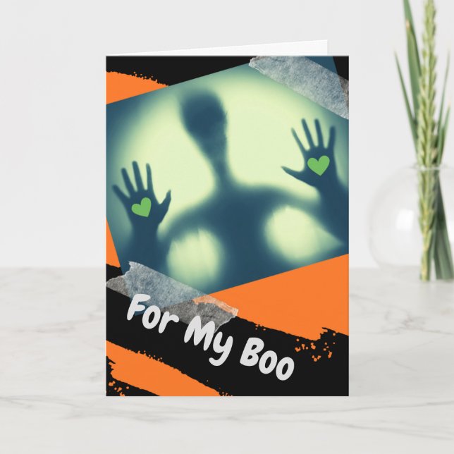 Two Hearts Alien Halloween for My Boo Card (Front)