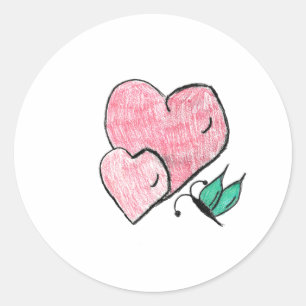 Two Hearts and a Butterfly  Classic Round Sticker