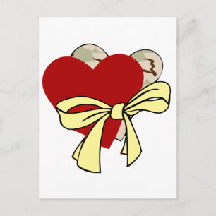 Two hearts and yellow ribbon postcard