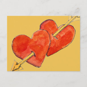 Two hearts - arrow 2011 postcard