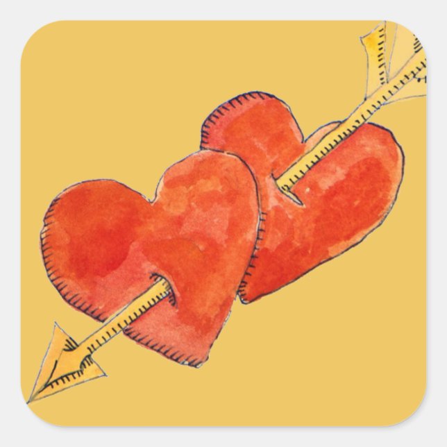 Two hearts - arrow 2011 square sticker (Front)