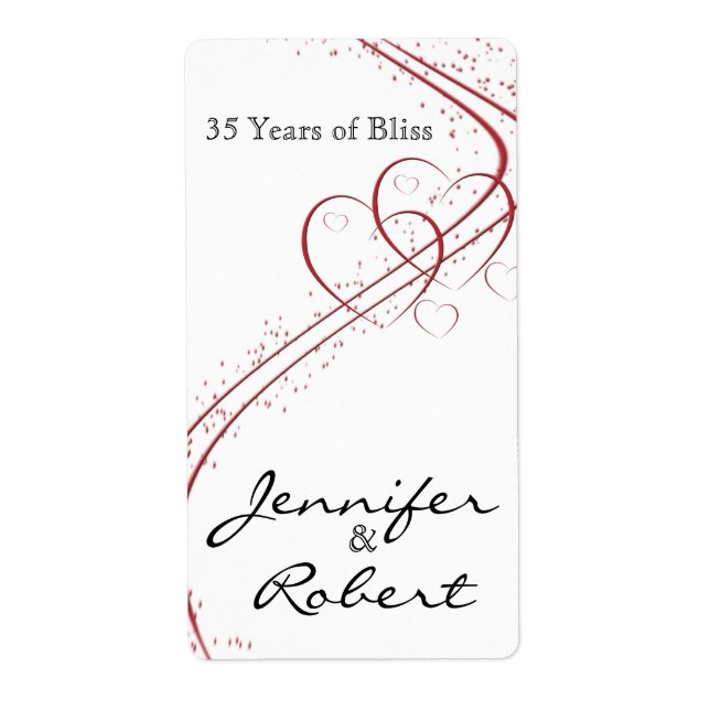Two Hearts as One Anniversary Wine Label (Front)