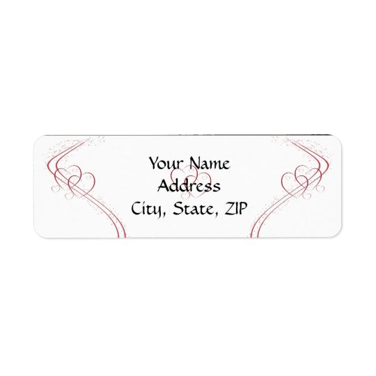 Two Hearts as One in Red and White Return Address Label