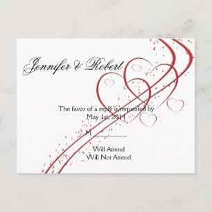 Two Hearts as One RSVP Invitation Postcard