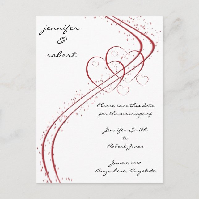 Two Hearts as One Save the Date card (Front)