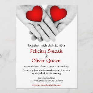 "Two Hearts as One" Valentine Wedding Invitation